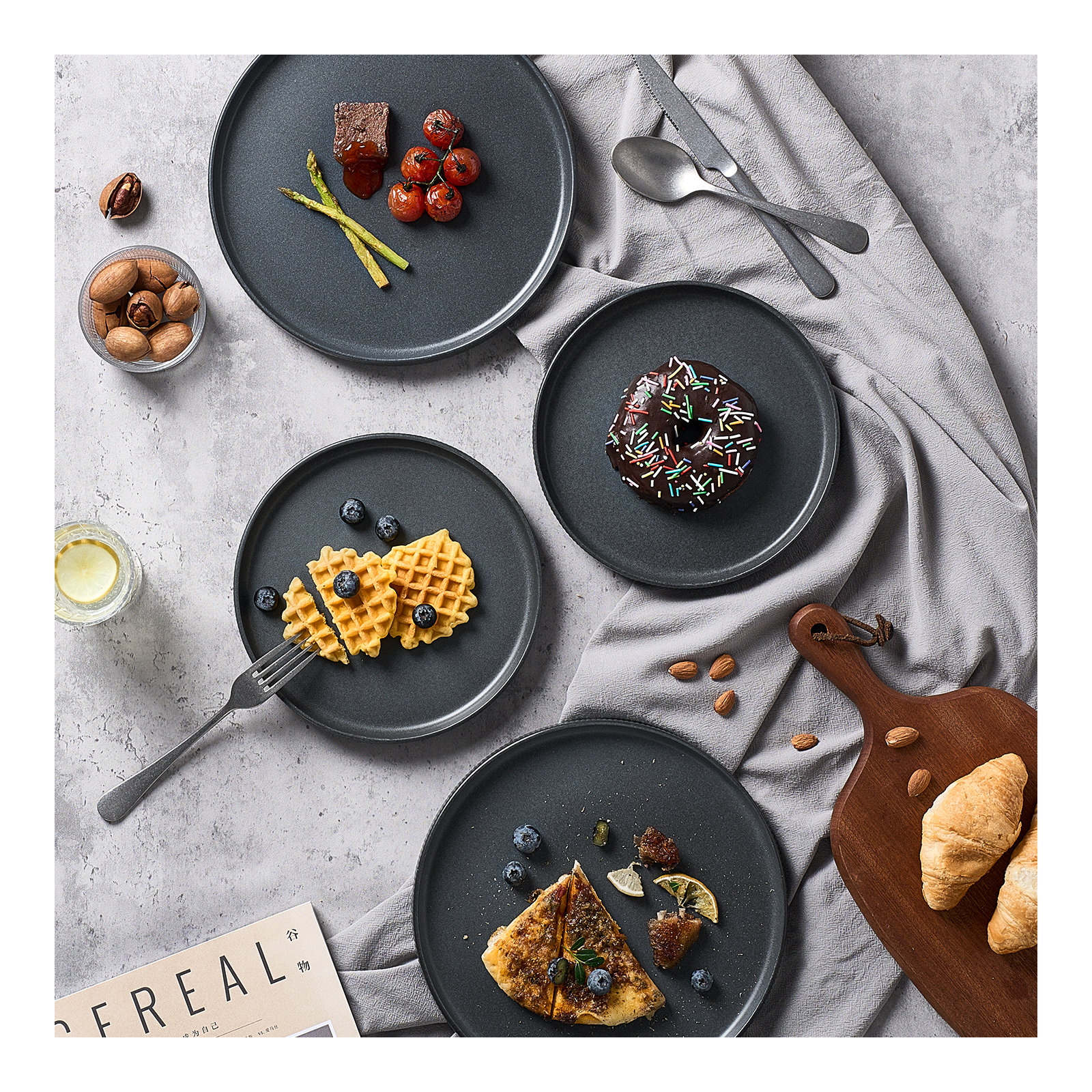 Joss & Main 10" Stoneware Dinner Plate, Matte Dark Charcoal