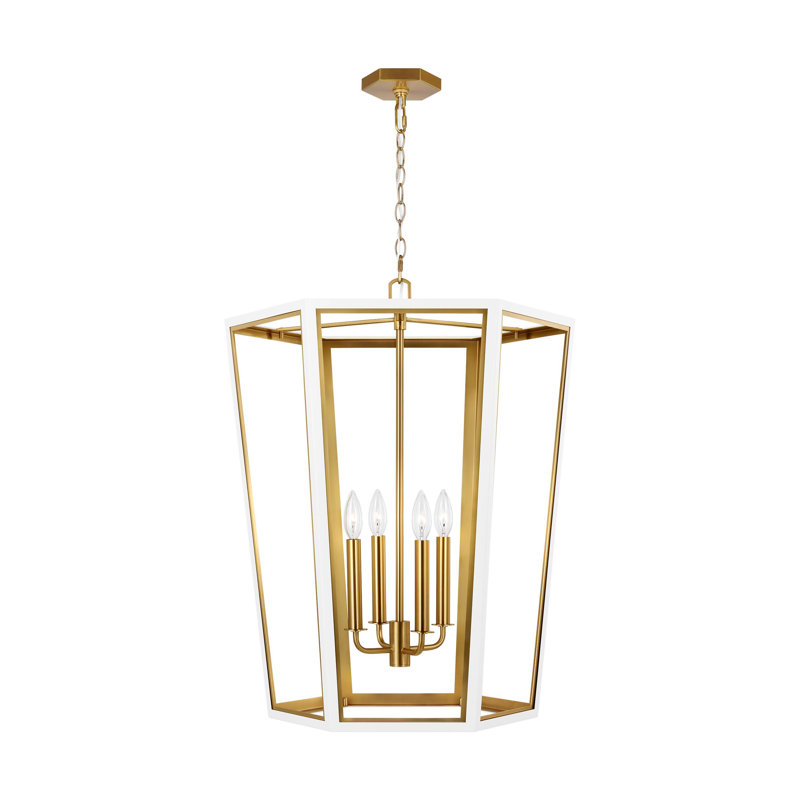 Curt 4 - Light Chandelier, Matte White/Burnished Brass
