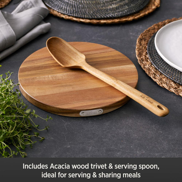 All-Clad HA1 Nonstick Universal Pan with Lid, Acacia Wood Trivet and Spoon · 3 Quart