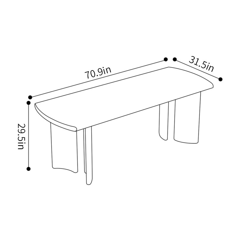 Ash Solid Wood Dining Table, Natural, 31.5" W x 70.9" L