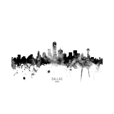 Dallas Texas Skyline Name Bw by Michael Tompsett - Wrapped Canvas Gallery-Wrapped Canvas Giclée