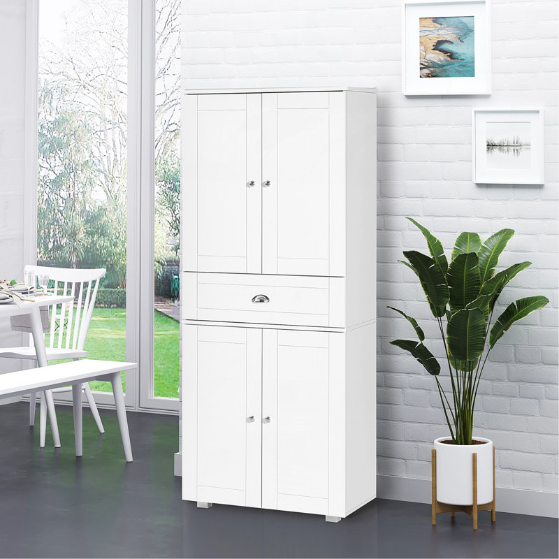 Armoire de cuisine 72 po sur pied avec 2 grandes armoires à double porte et 1 tiroir central, blanc
