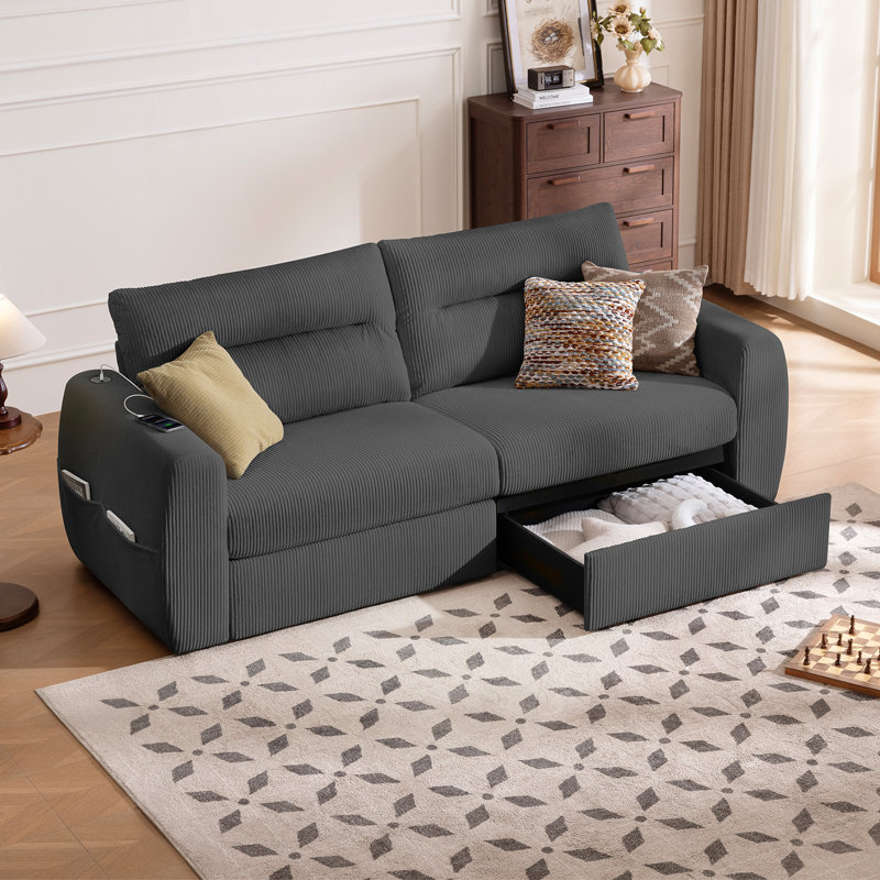 Canapé avec rangement 88,6 po, Gris