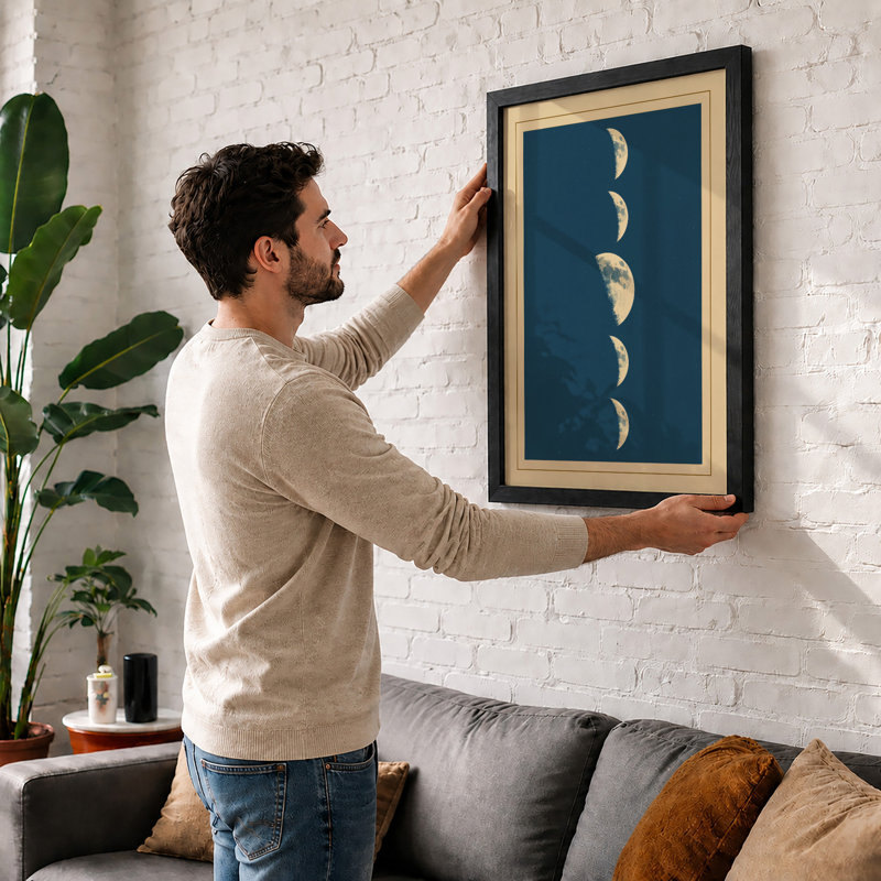 Lunar Phases Minimalist - Print, Oak, A3 - 42.0 x 29.7 cm