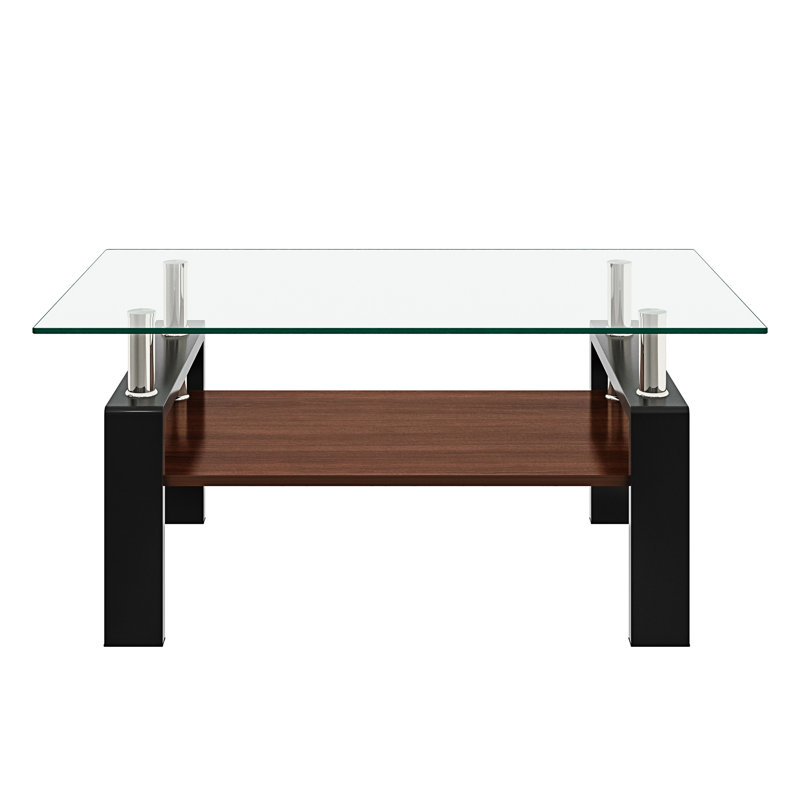 Rectangle Coffee Table, Black, Transparent