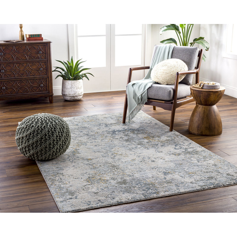 Chloe Abstract Dusty Sage Area Rug, Rectangle 5' x 7'5"