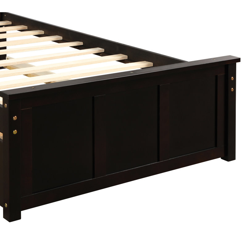 Lit simple avec lit gigogne réglable - Plateforme de construction mobile, Espresso