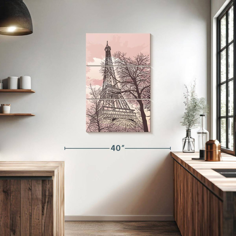 Tour Eiffel Nicci, ciel rose, H 38 po x l 24 po