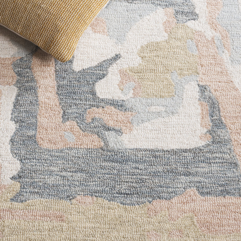 Ebony 924 Hand Tufted Wool/Cotton Abstract Rug in Gray/Ivory, Runner 2'3" x 9'