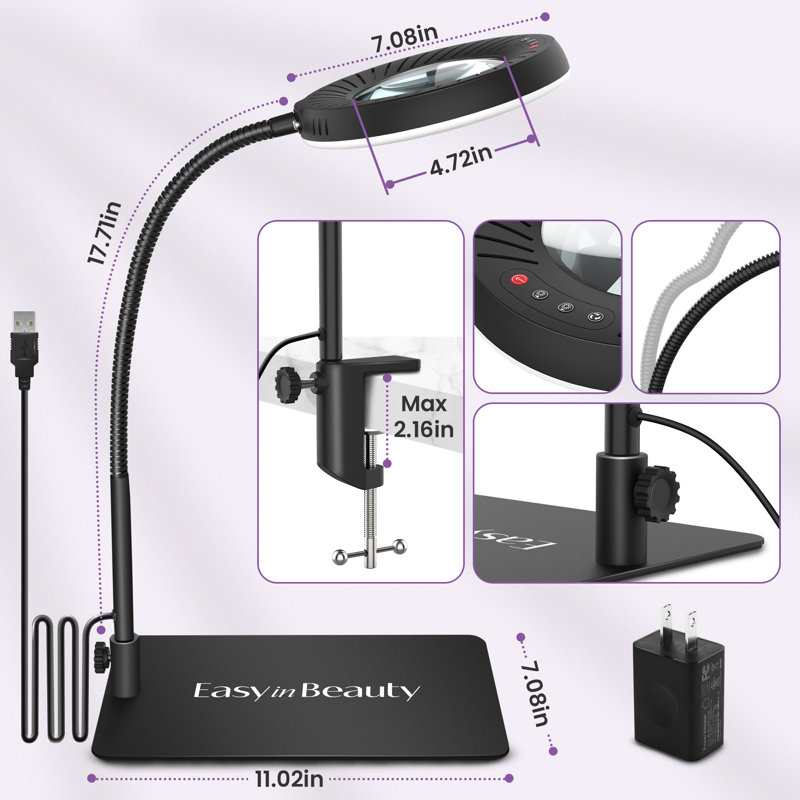 Ezekiah 10W Adjustable LED Table Lamp with 8X Magnifier