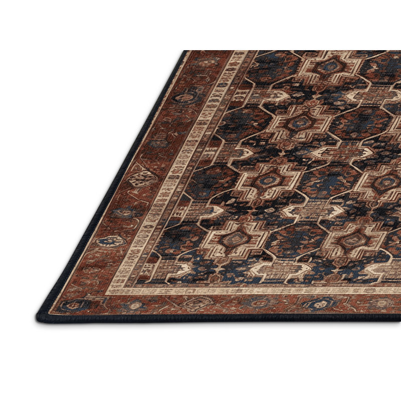 Machine Washable Persian Brown Area Rug, Rectangle 6' x 9'
