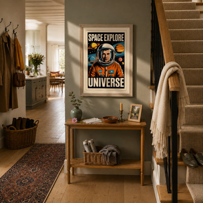 Space Explore Universe Retro - Framed Print