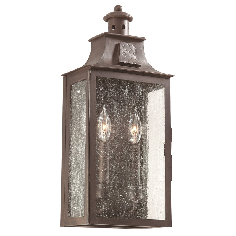 Newton 3 - Light Outdoor Wall Lantern, 19.5" H x 8.75" W, No (w/ Clear Seeded Shade)