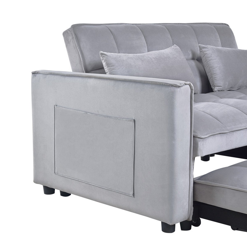 3 In 1 Convertible Sleeper Sofa Bed, Light Gray