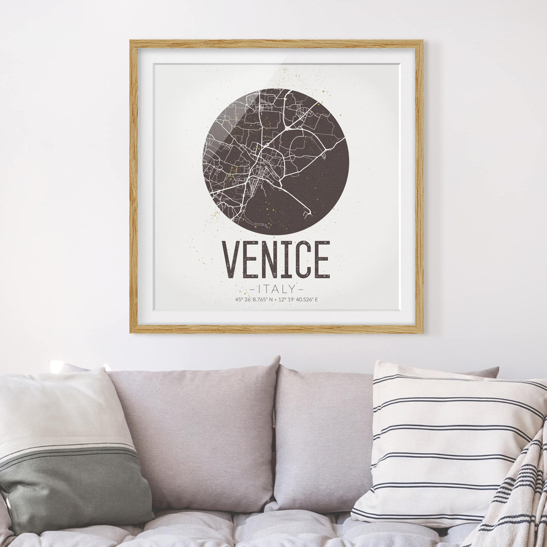 Gerahmtes Poster Venice Street Map