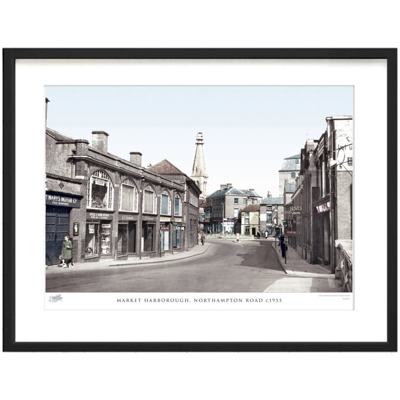 Market Harborough, Northampton Road C1955 - Single Picture Frame Print, Brown/Ivory, 48.4cm H x 63.6cm W x 2.3cm D