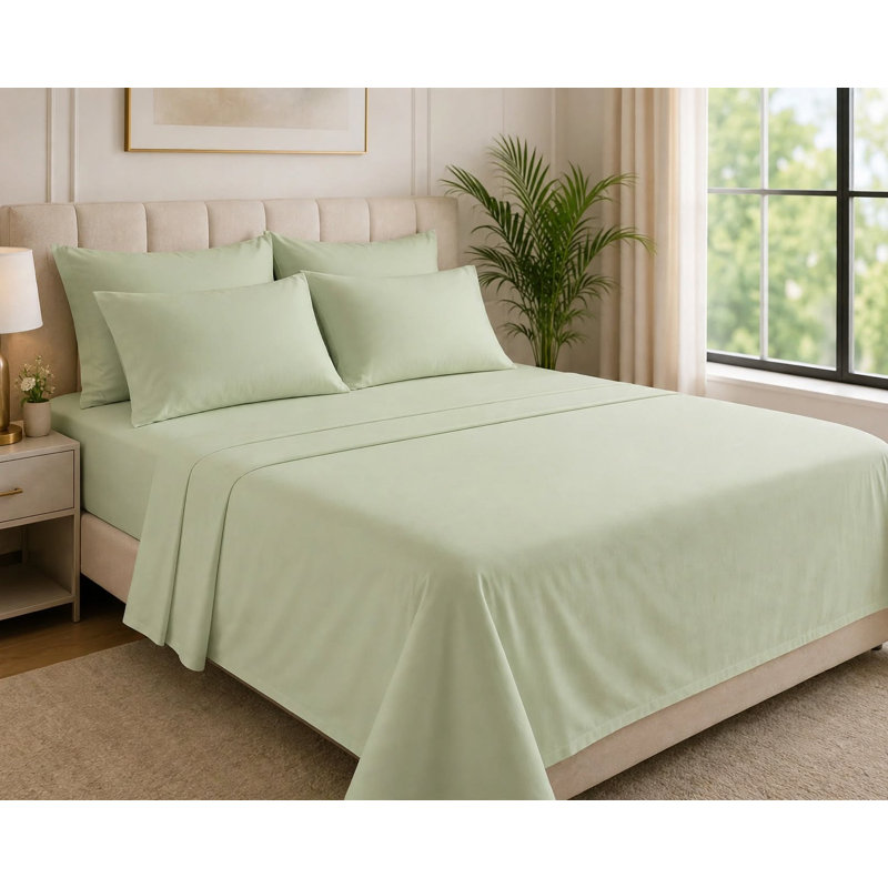 6-Piece Premium Deep Pockets Microfiber Sheet Set, Full, Light Olive