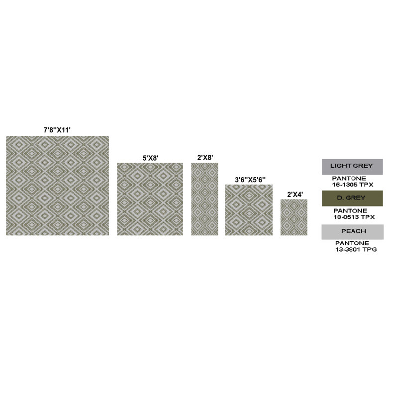 Tapis marocain pêche / gris clair Danil, Rectangle 3 pi 6 po x 5 pi 6 po