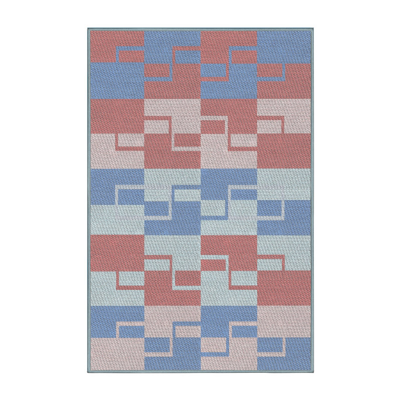 Tapis géométrique rouge / bleu marine, Rectangle 8 pi x 12 pi