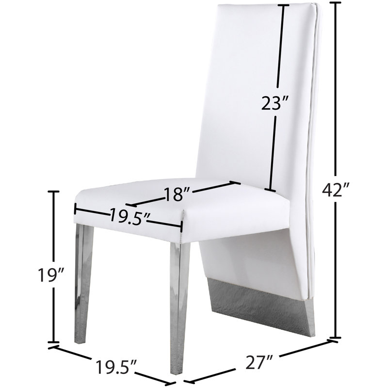 Chaise d'appoint rembourrée Elia, Cuir végétalien blanc, Chrome