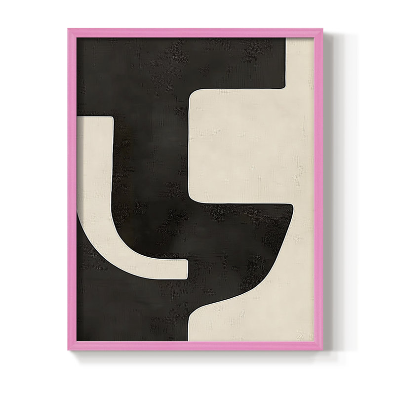 Abstrait, encadré, prêt à accrocher , Rose, H 10 po x l 8 po