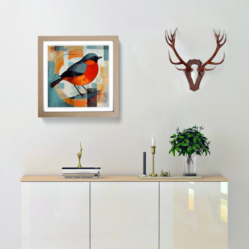 Robin Constructivism - Framed Print, Oak