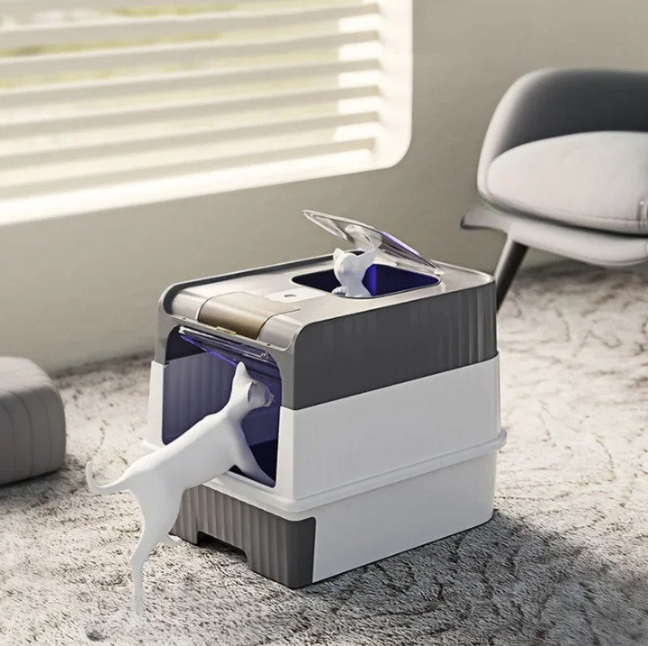 Gower Plastic Litter Box, Blue/White