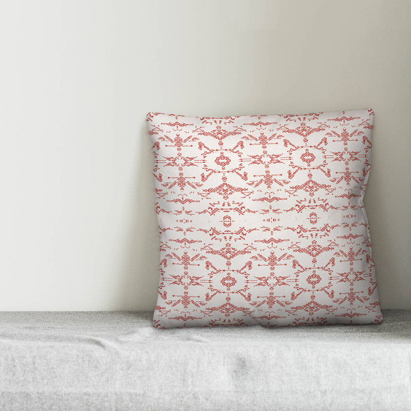  Coussin Faded, Blanc / rouge, 18 po x 18 po