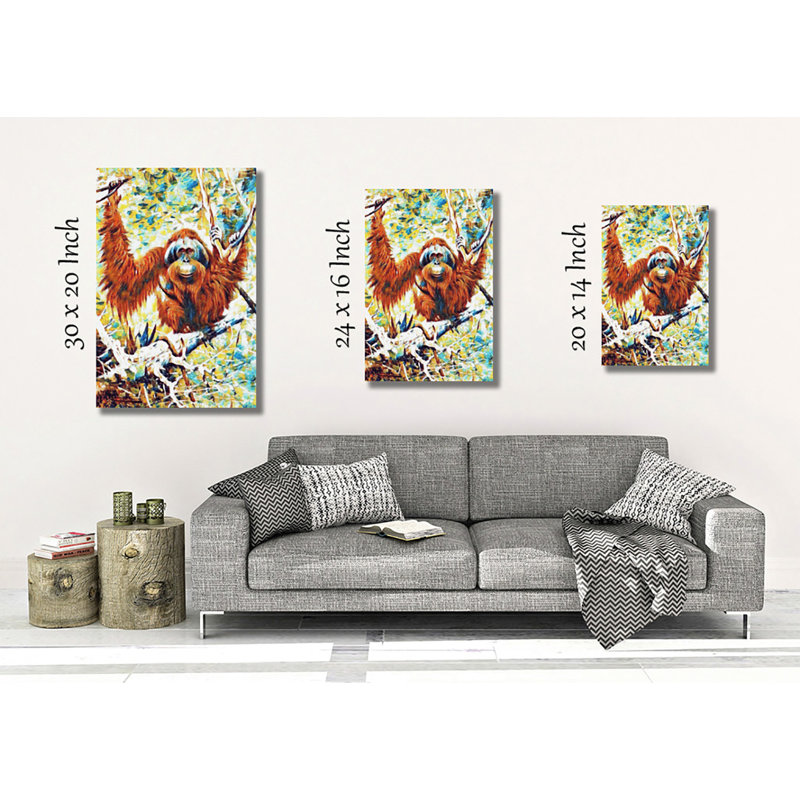 Vintage Orangutan Art - Wrapped Canvas, 50cm H x 35cm W