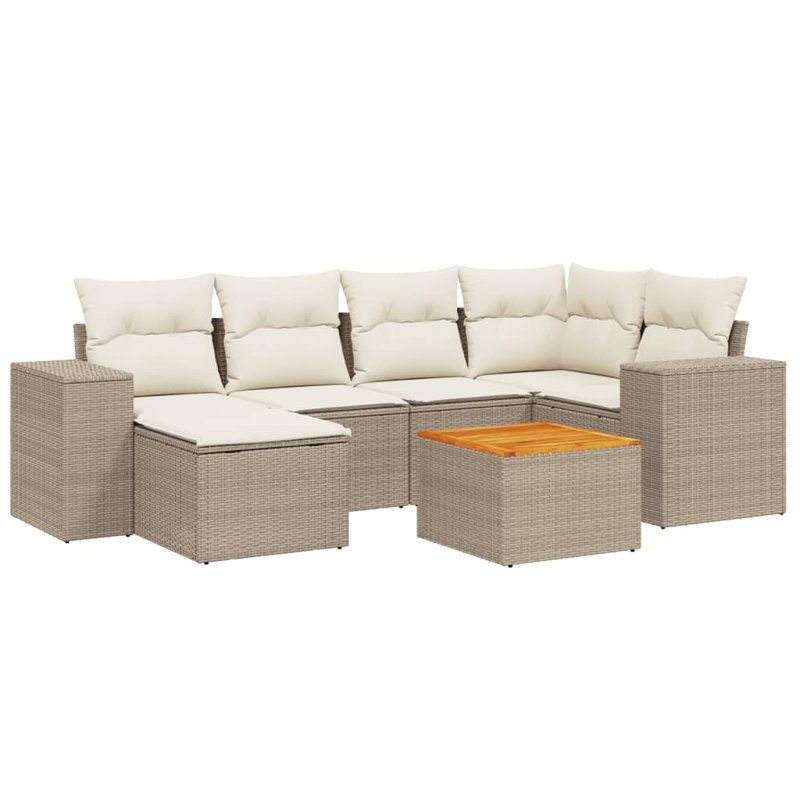  Ensemble de canapé de jardin modulaire en PE rotin beige