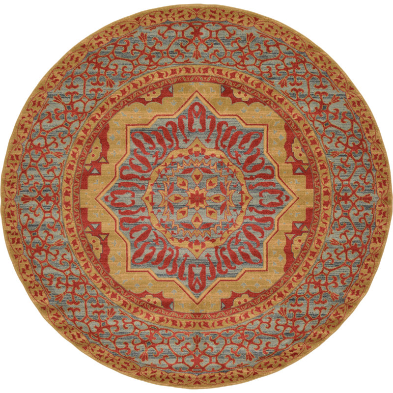 Tapis oriental rouge Ophelia, Rond 3 pi 3 po