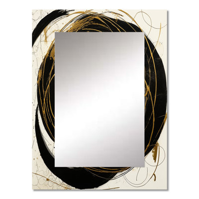 Black And Gold The Art Of Chaos III - Abstract Painting Unique Mirror, Black Large Wall Mirror, Printed Metal Art