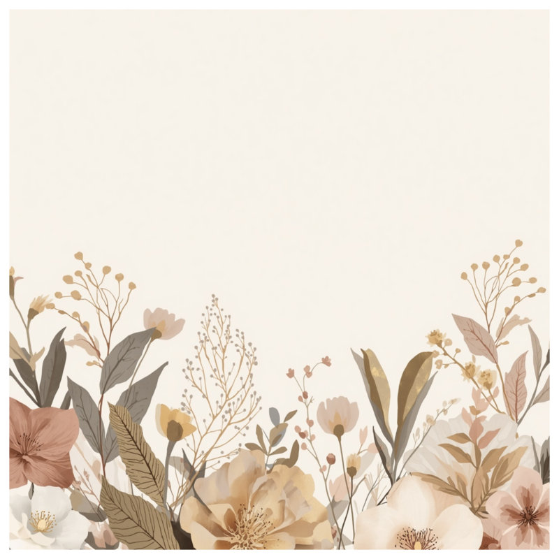 Tapis de bain beige à motif floral, L 24 po x L 17 po