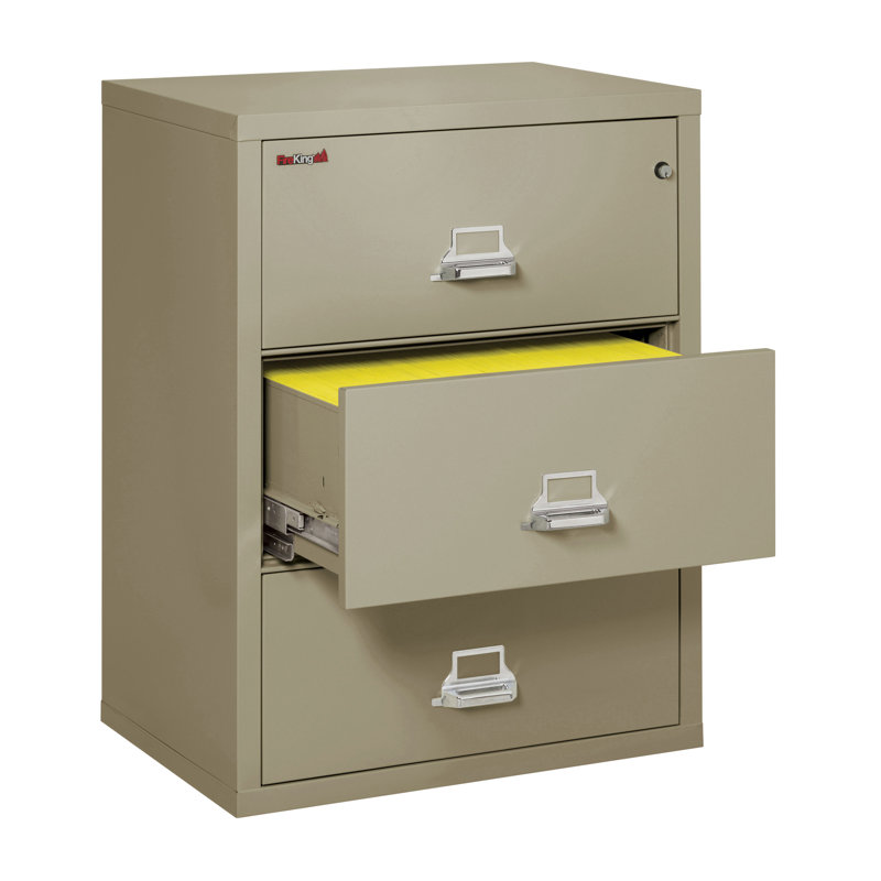 Fireproof 3 - Drawer File Cabinet, Key Lock, Pewter