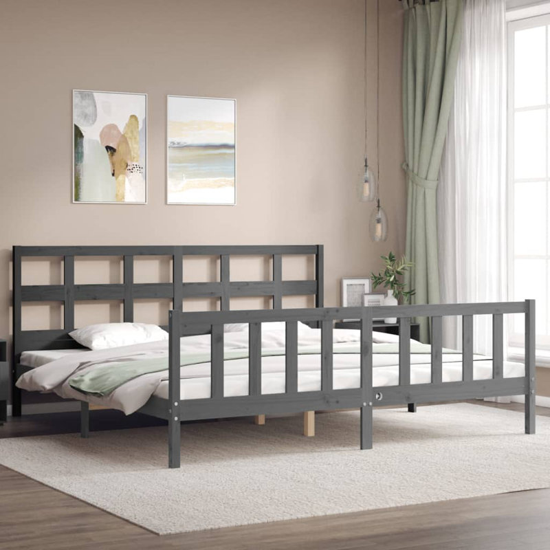 Aniqua Solid Wood Bed, Emperor (7'), Grey