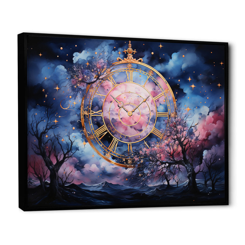 Astrologie étoilée d'oracle I, reproduction d'art sur toile, H 34 po x l 44 po x P 1,5 po, Cadre flottant noir