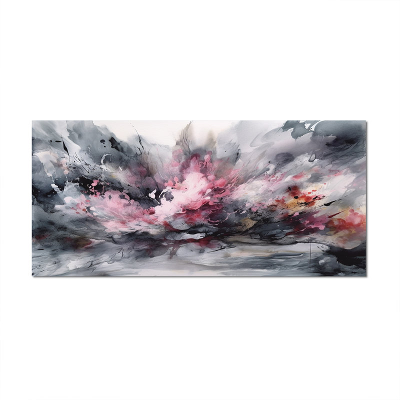 «Evolving In Pink Grey», impression sur toile, Toile tendue, H 28 po x l 60 po x P 1,5 po