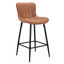 2 tabourets de bar Mid-Century modernes, similicuir brun, pieds en métal poli, conception ergonomique, convient à une utilisation en plein air de couleur comptoir, idéal pour la salle à manger et les cafés-1103310555