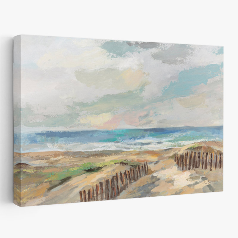 Dunes - plage, bleu, brun, art côtier, H 40 po x l 60 po