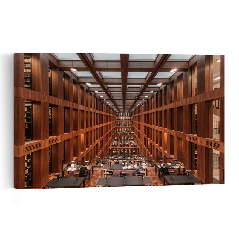 Grand Modern Library Modern Tranquil Abstract Architecture Wall Art Print by Massimo Cuomo - 1 Piece Wrapped Canvas Wall Art