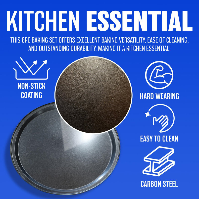 Naomi 8 Piece Non-Stick Steel Bakeware Set