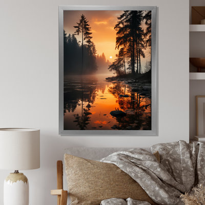 Battice Orange Lake Misty Morning Reflections I - reproduction de photo sur toile