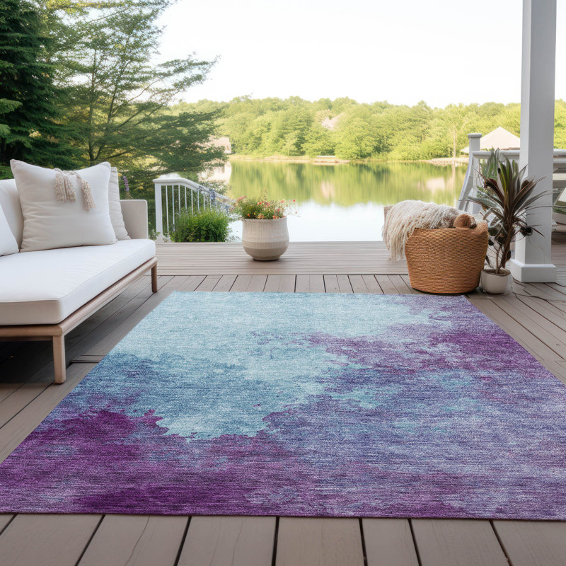 Julian Sky Washable Indoor-Outdoor Rug - , 5' x 7'6"
