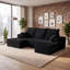 Canapé d'angle modulaire compressé en forme de U de 277 cm de large avec méridienne et pouf, 3 pièces, revêtement en velours côtelé, assise profonde, ressorts ensachés et 5 coussins pour salon, aucun assemblage requis, noir-1657819416-1657819421