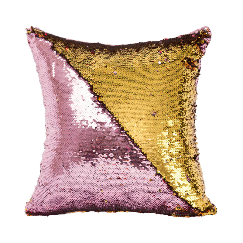 Housse de coussin réversible Bally, Doré, violet, Housse de coussin