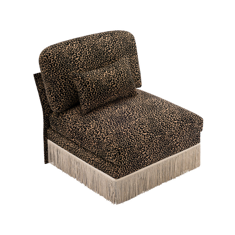 Canapé sans accoudoirs en chenille léopard avec 1 coussin - noir brun, Chenille noir brun