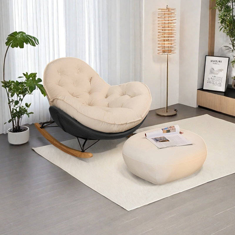 Chaise berçante ergonomique en chenille, Gris/beige