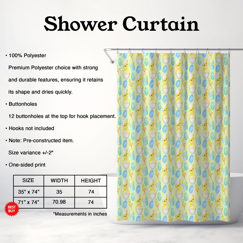 Rideau de douche standard 1 pièce Bunny Trail, H 74 po x l 71 po