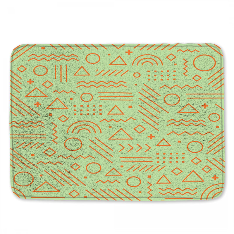 Tapis de bain orange à formes géométriques, 34in W x 21in L