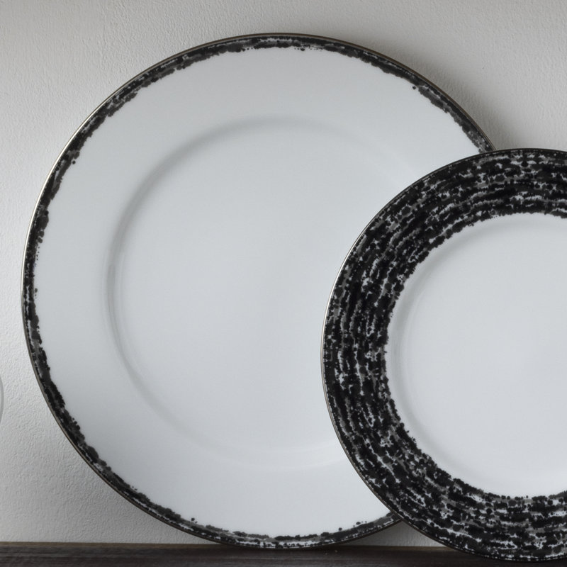 Noritake Rill Dinner Plates, 10-1/2", Black